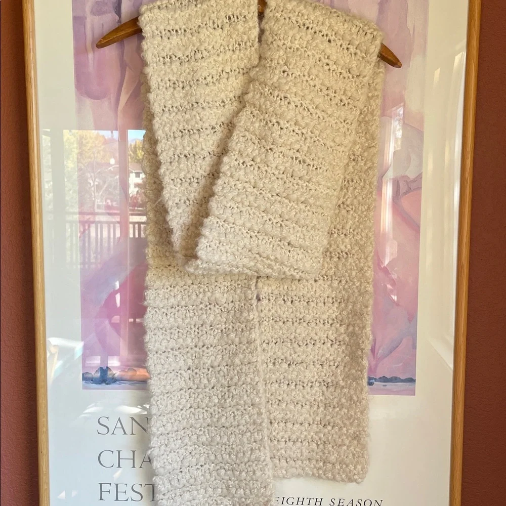 J Crew Handknit Chunky Soft Ivory Knit Cozy Long Winter Scarf